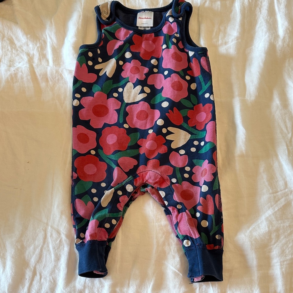 Hanna Andersson Navy Floral Baby Romper